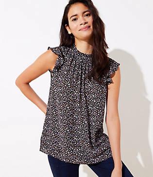 Loft Vine Flutter Mixed Media Top