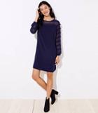 Loft Striped Sheer Yoke Dress