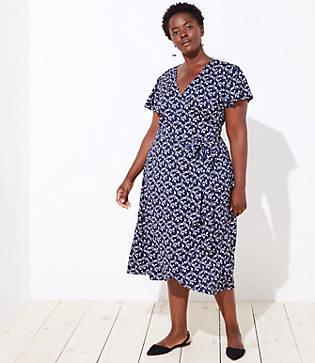 Loft Plus Vine Flutter Wrap Dress