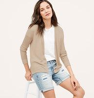 Loft Ribbed Sleeve Open Cardigan