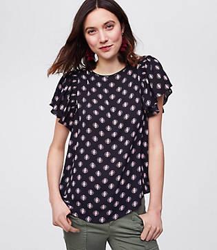 Loft Paisley Flutter Sleeve Top