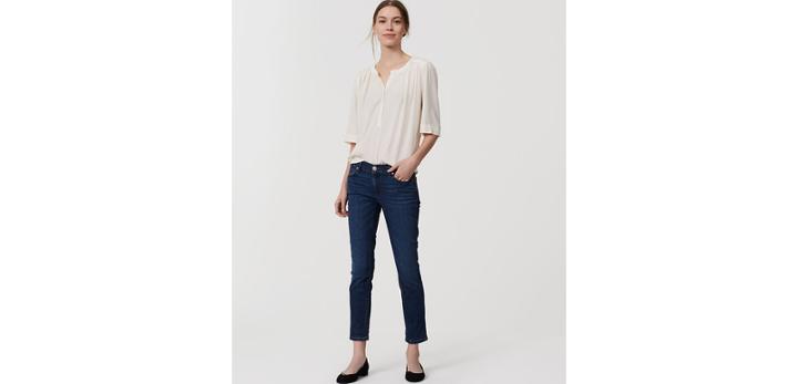 Loft Modern Skinny Crop Jeans In Pure Dark Indigo Wash