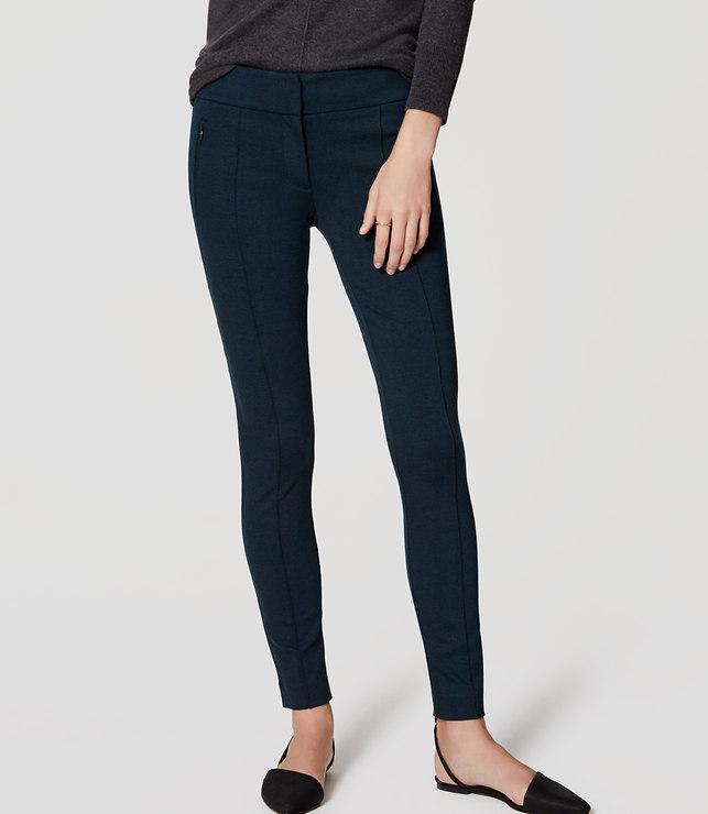 Loft Zip Pocket Pintucked Ponte Leggings
