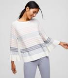 Loft Mixed Stripe Bell Sleeve Sweater