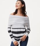 Loft Striped Foldover Off The Shoulder Sweater