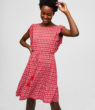 Loft Beach Floral Mosaic Flutter Dress