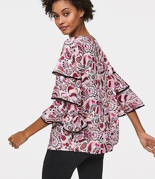Loft Masquerade Tiered Sleeve Blouse