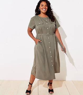 Loft Plus Drapey Utility Shirtdress