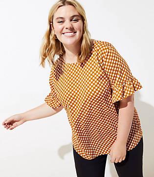 Loft Plus Cherry Ruffle Cuff Blouse