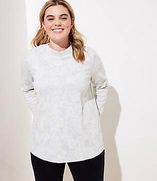 Loft Plus Floral Jacquard Mock Neck Sweatshirt
