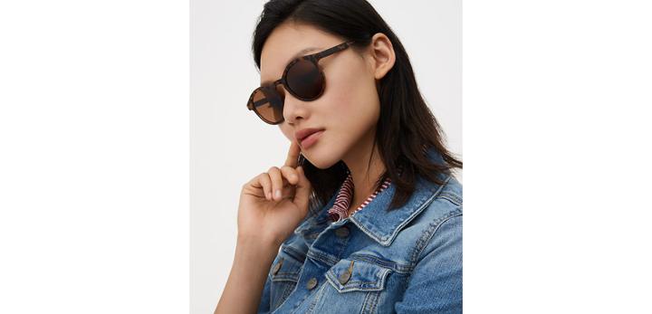 Loft Matte Tortoiseshell Print Round Sunglasses