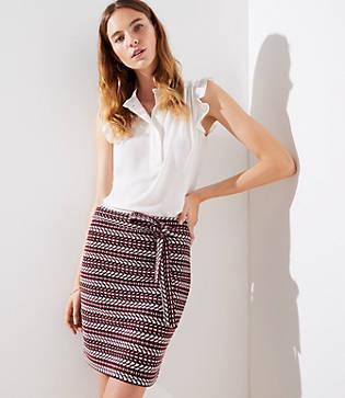 Loft Striped Tweed Tie Waist Skirt