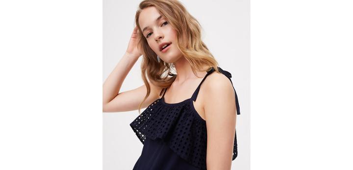 Loft Eyelet Flounce Tank