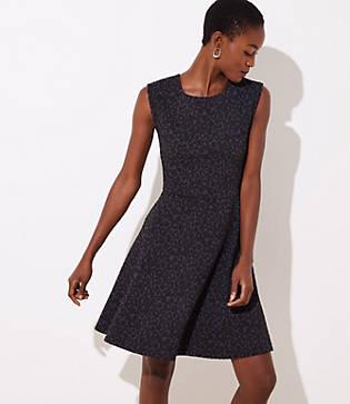 Loft Leopard Jacquard Flare Dress