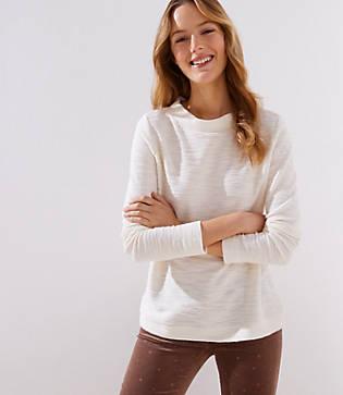 Loft Boucle Knit Mock Neck Sweatshirt