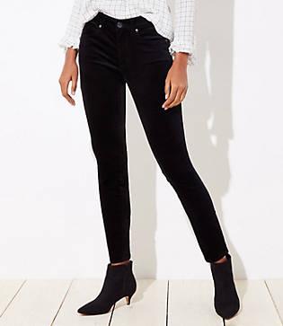 Loft Curvy Velvet Skinny Jeans In Black