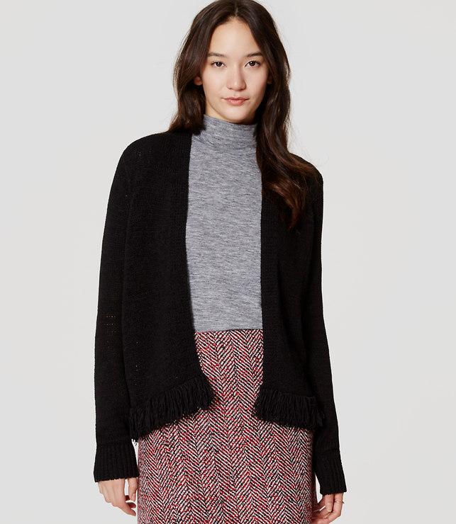 Loft Fringe Hem Sweater Jacket