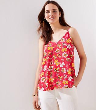 Loft Floral Picot Trim V-neck Cami