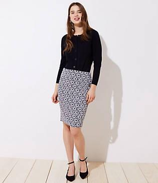 Loft Floral Jacquard Pull On Pencil Skirt