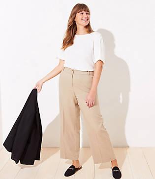 Loft Plus Brushed Flannel High Waist Wide Leg Trousers