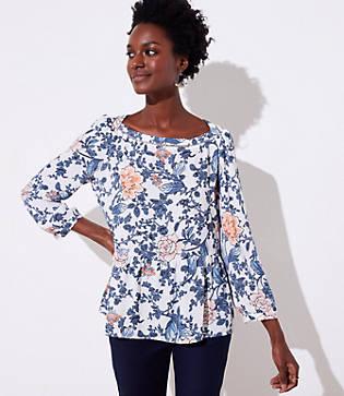 Loft Floral Cutout Peplum Blouse