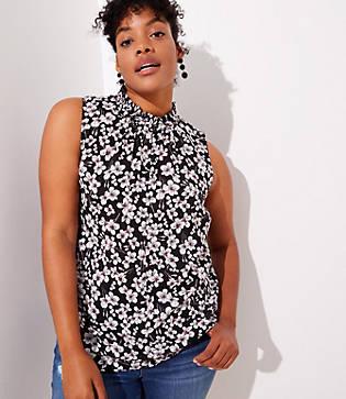 Loft Plus Magnolia Ruffle Henley Shell