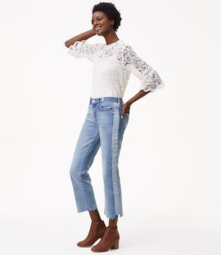Loft Side Stripe Vintage Straight Jeans In Light Indigo Wash