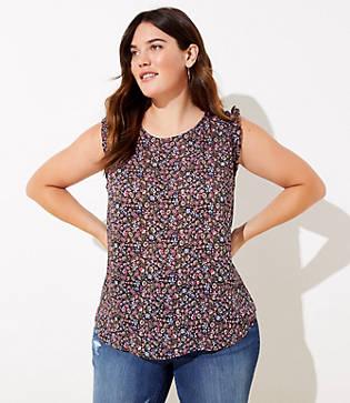 Loft Plus Lacy Keyhole Peplum Shell