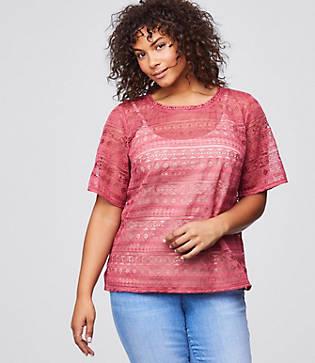 Loft Plus Mosaic Lace Top