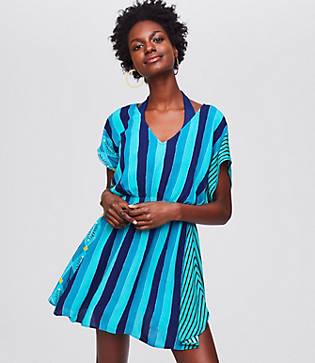 Loft Beach Geometric Lace Up Back Dress