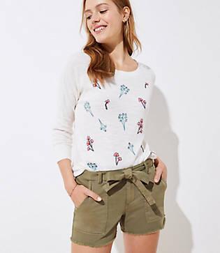 Loft Frayed Tie Waist Cargo Shorts