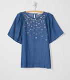 Loft Jeweled Floral Chambray Top