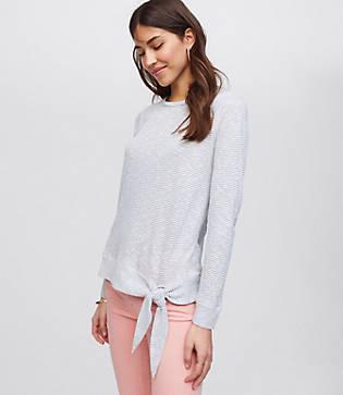 Loft Striped Tie Hem Tee