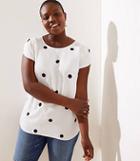 Loft Plus Dotted Tulip Sleeve Button Back Top