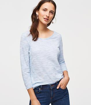 Loft Spacedye Stripe 3/4 Sleeve Ballet Neck Tee