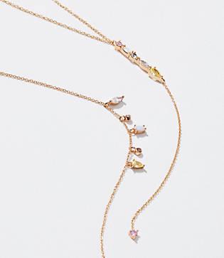 Loft Crystal Double Layer Y Necklace
