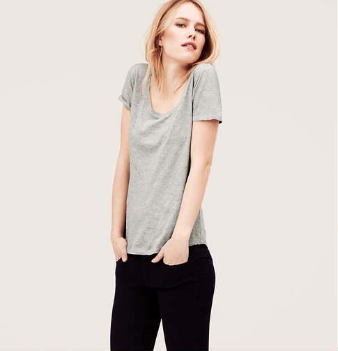 LOFT Sunwashed Tee, Light Heather Grey