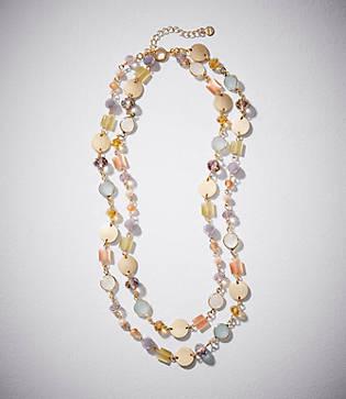 Loft Double Strand Stone Disc Necklace