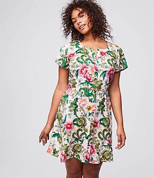 Loft Plus Camellia Garden Shirtdress