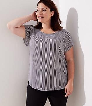 Loft Plus Striped Petal Sleeve Top