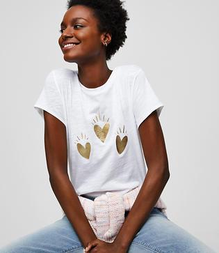 Loft Foil Hearts Tee