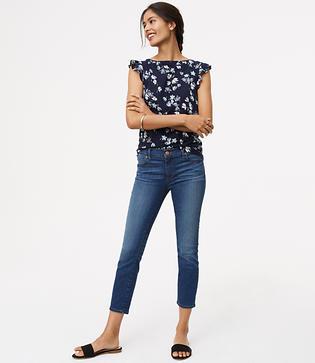 Loft Modern Clean Skinny Crop Jeans In Mid Stonewash