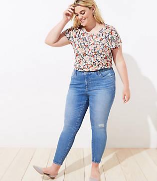 Loft Plus Sustainable Style Destructed Slim Pocket High Rise Skinny Jeans