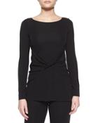 Twist-front Jersey Top, Black