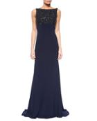 Sleeveless Beaded Open-back Gown