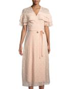 Tiered-ruffle Lace Long Wrap Dress