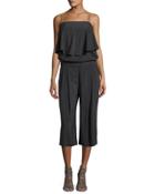 Silk-blend Culotte Jumpsuit, Dark Gray