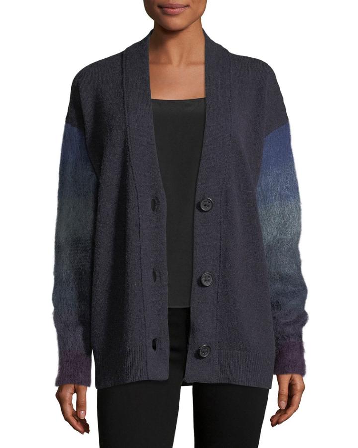 3-button Shaded Mohair And Cashmere Cardigan