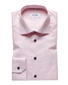 Men's Light Gingham Check Slim-fit Dress