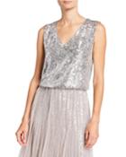 Sequined V-neck Tank